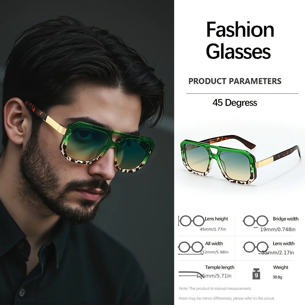 Sunglasses Men Art Geometry Double Frame Glasses Double Beam Glasses Square Frame Modern Minimalist Commuting Items