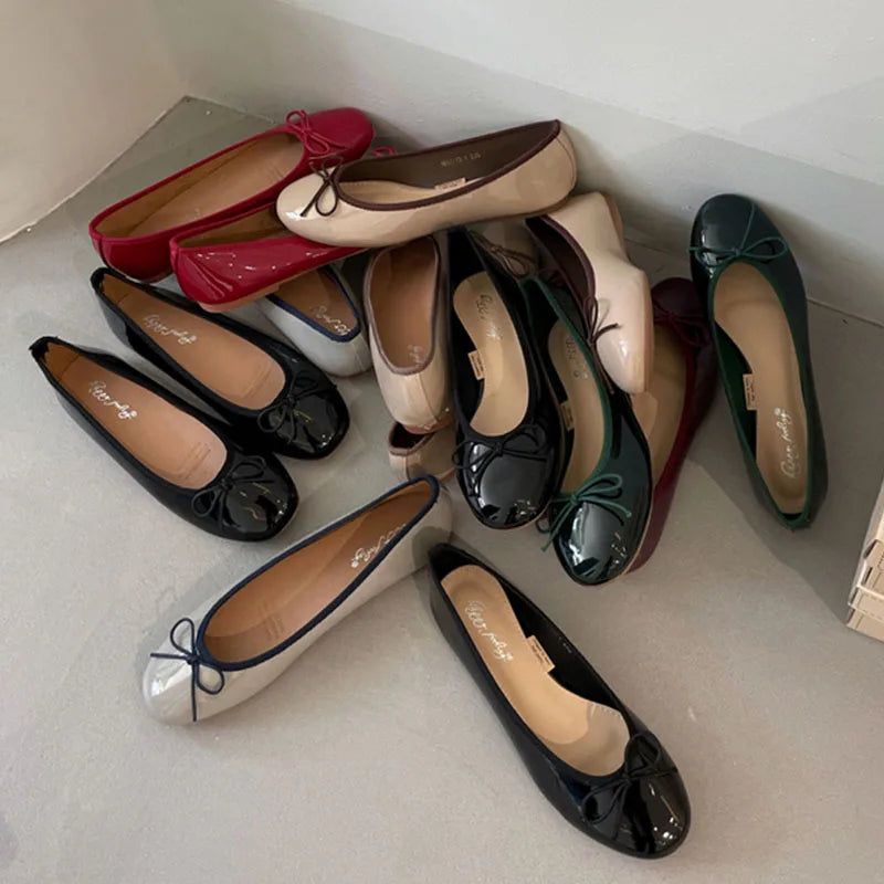 Shallow Female Soft Round Toe Ladies Flats With Shoes Slides Footwear Fashion Butterfly-Knot Women Ballet Flats Dance Shoes