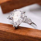 1/2/3/4ct Pear Cut All Moissanite Engagement Rings for Women 925 Sterling Silver 3-Stone Waterdrop Shape Wedding Bands Jewelry