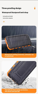 Solar Power Bank 20000mah Large Capacity Portable Charger Compatible with IOS Android USB-A and USB-C Fast Charging Powerbank