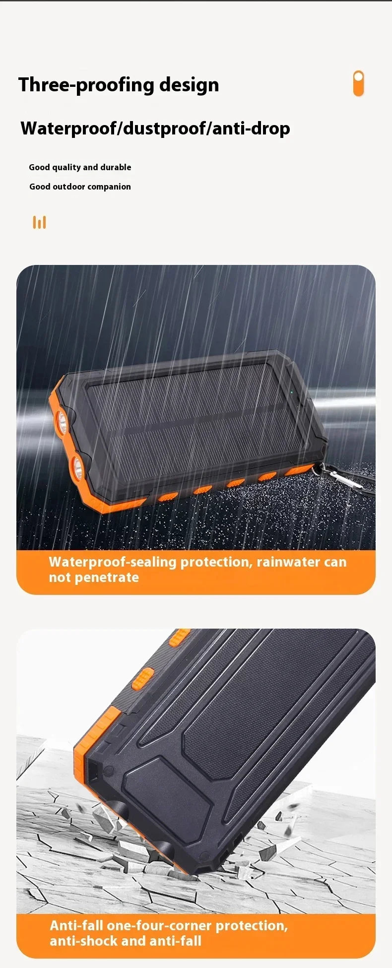 Solar Power Bank 20000mah Large Capacity Portable Charger Compatible with IOS Android USB-A and USB-C Fast Charging Powerbank