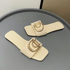 Women Slippers Party Sexy Elegant Slippers Women Luxury Decor Weave Designer Flat Sandals Fashion Open-toe Vacation Slides Women