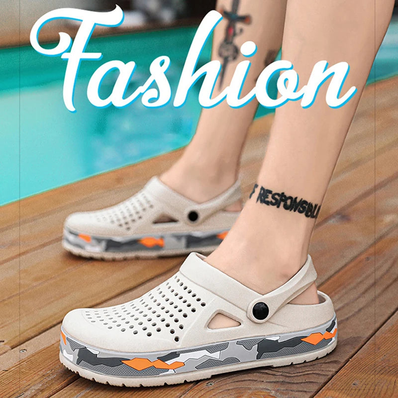 Slippers for men in summer, wearing breathable sandals outside the head, outdoor cooldown, anti slip beach, straight drag