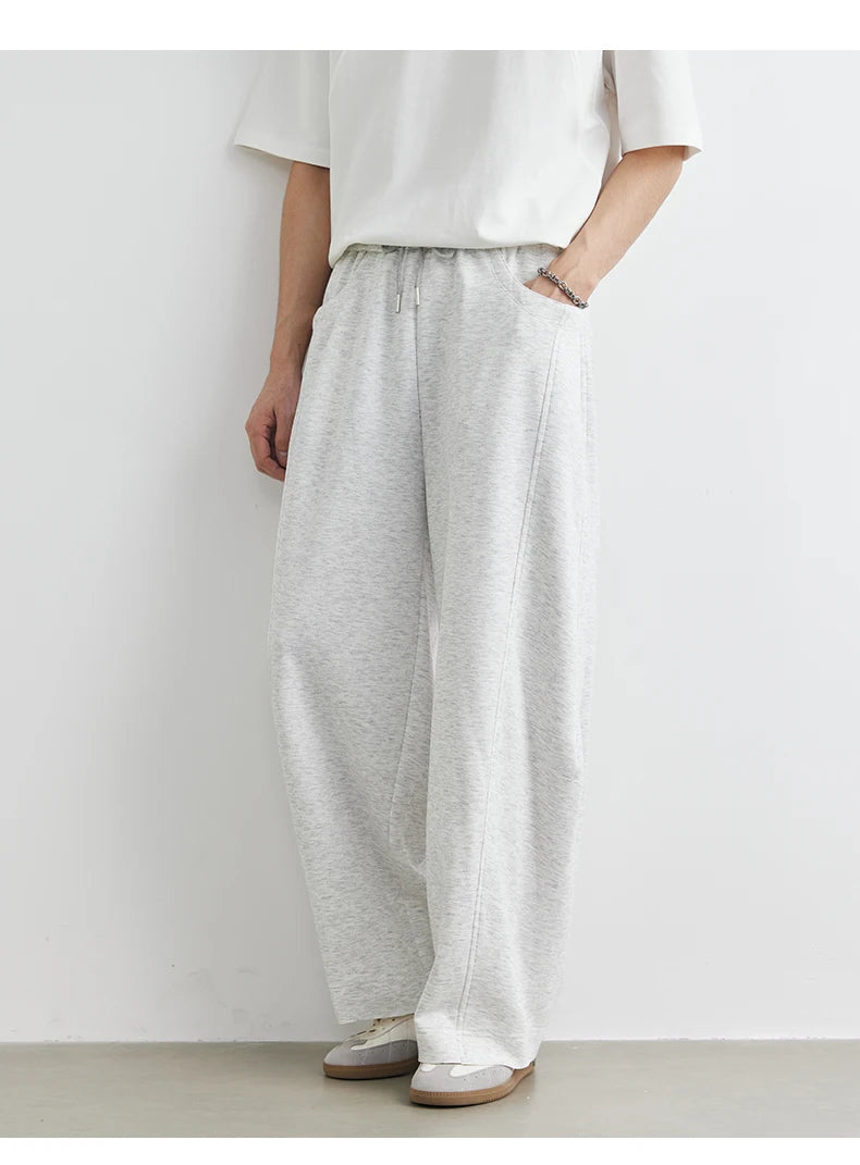 Men's American Fashion Casual Pants 2025 Summer New Style Solid Color Loose Drag Sweatpants Sports Straight Trousers Men's Wear