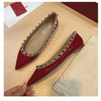 Women's Flat Shoes luxury woman shoes Leather Brand Rivet Flat Shoes Comfortable Casual Outdoor Pointed Toe Shallow Ladies shoes