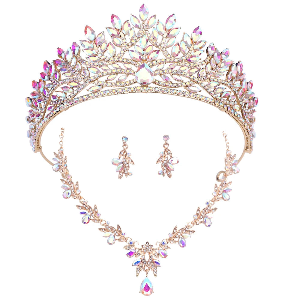 Tiaras and Crowns Bridal Jewelry Set for Women Necklace Earrings for Wedding Dress Accessory Crown And Jewelry for Brides