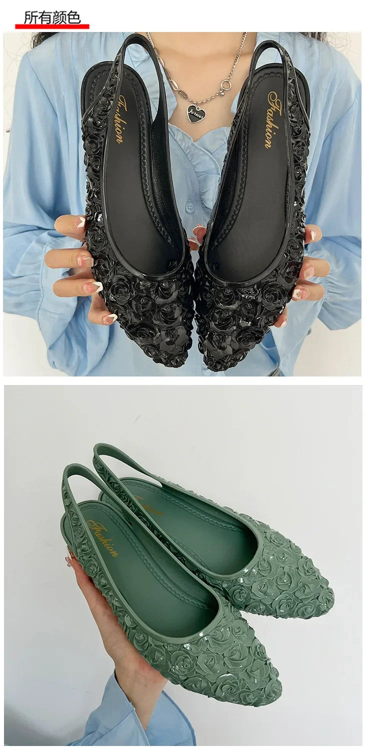 Women Sandals Soft Bottom Wedge Heels Single Shoes New Spring Summer Fashion Flower Sandalias Mujer Ladies Pointed Toe Sandals