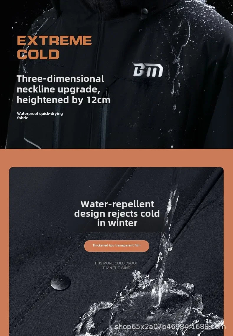 Winter Motorcycle Riding Coldproof Clothing Winter Fashion Waist Designwarm Cotton Jumpsuit,thickened Waterproof Snowmobile Suit