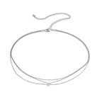 Fashion Metal Double Layered Cross Waist Chain for Women Simple Rhinestone Heart Thin Chain Body Chain Party Jewelry Accessories