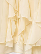 Women's Casual Ruffled Shirt Loose Lace Up Hollow Out V Neck Tops 2025 Spring Blouses Women Clothes