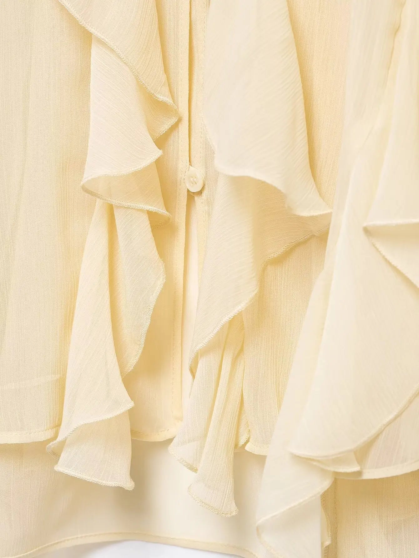 Women's Casual Ruffled Shirt Loose Lace Up Hollow Out V Neck Tops 2025 Spring Blouses Women Clothes