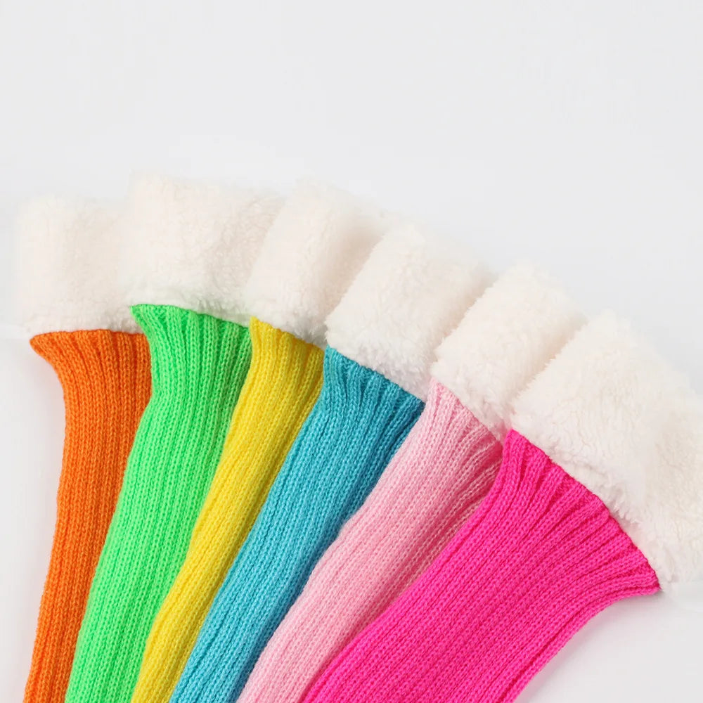 Winter Christmas Ladies Warm Ribbed Knit Leg Warmers Womens LegWarmers Polar Fleece Neon Colored Boot Cuffs for Festive Occasion