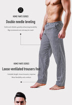Pajama Pants Men's Pants Pure Cotton Home Pants Thin Summer Loose Plaid Cotton Home Pants Spring & Fall Air-Conditioned Pants