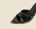 Women's Slippers 2025 New Summer Slim Heel Pointed Toe Worn with A Straight Drag Patent Leather High-heeled Slippers for Womens