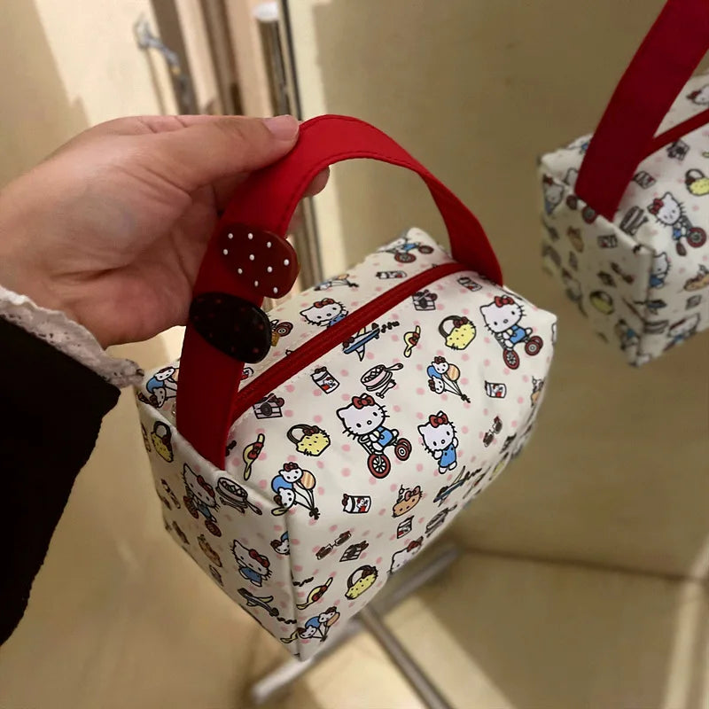 Hello Kitty Cosmetic Bag Large Capacity Travel Makeup Organizer Portable Toiletry Case Lipstick Storage Pouch Cute Cartoon Print