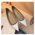 Women's Flat Shoes luxury woman shoes Leather Brand Rivet Flat Shoes Comfortable Casual Outdoor Pointed Toe Shallow Ladies shoes