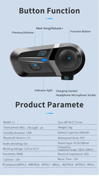 Bluetooth 5.3 Helmet Headset Wireless Hands-free Call Phone Kit Motorcycle Waterproof Earphone Music Player Speaker Moto