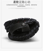 2023 Sandals Summer Men Leather  Classic Men Shoes Slippers Soft Sandals Men Roman Comfortable Outdoor Walking Footwear