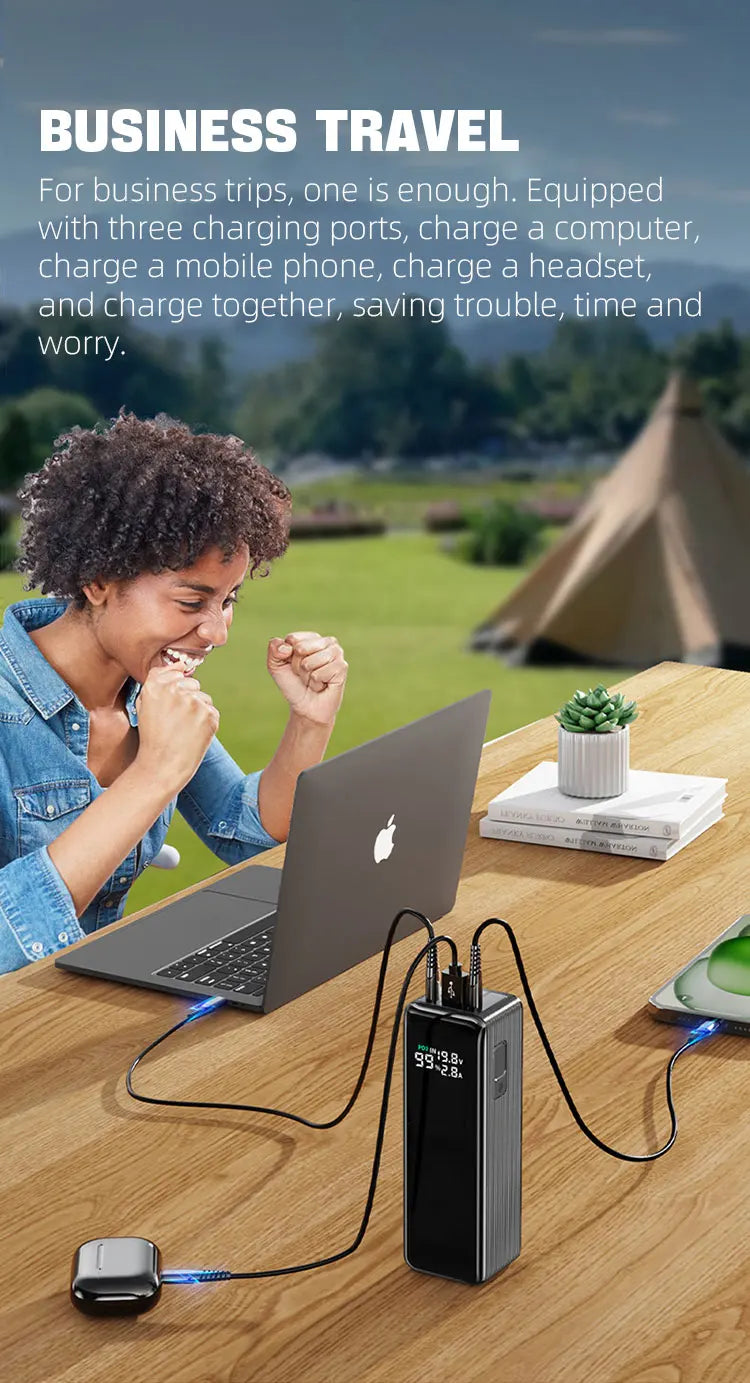 160W Power Bank 30000mah TFT Digital Display PD100W PD QC SCP PD80W+PD80W Laptop Phone Earphone Portable Two Way Fast Charging