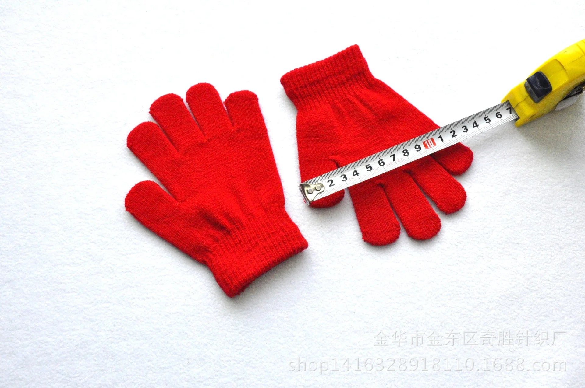 Winter 4-11 Year Old Children's Writing Cold-proof Warm Gloves Solid Color Knitted Wool Acrylic Full-finger Split-finger Gloves