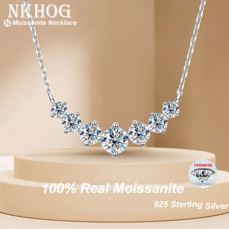 NKHOG Full Moissanite Necklace Pendant For Women 925 Sterling Silver Plated 18k Gold Pass Diamond Test Wedding Gift Fine Jewelry