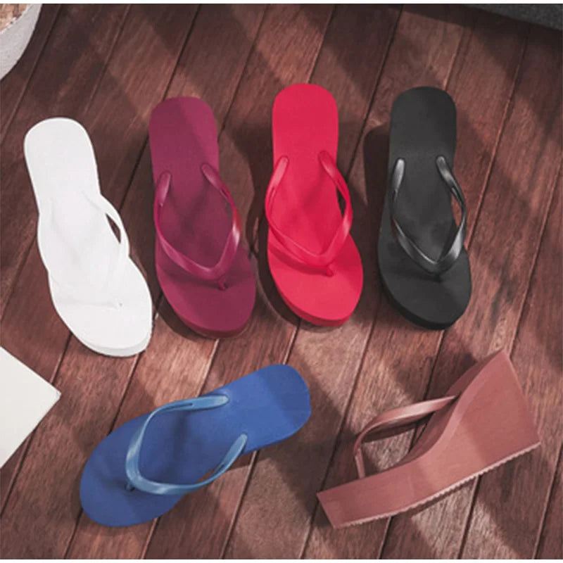 Women's Slippers  Flip Flops Fashion Wedges PU Solid Ladies Elegant Slides Comfort Casual Soft Slip On 2021 Summer Beach Shoes