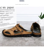 2023 Sandals Summer Men Leather  Classic Men Shoes Slippers Soft Sandals Men Roman Comfortable Outdoor Walking Footwear