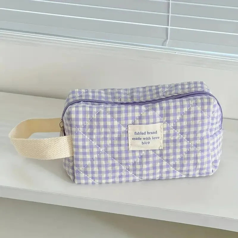 Large Capacity Cotton Makeup Bag Women Sweet Cosmetics Storage Bag Portable Travel Toiletry Bag Brushes Cosmetic Bag