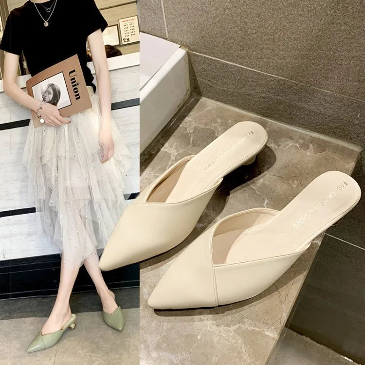 Women's Elegant Mules Woman Casual Slippers 2021 Ladies Low Heels Fashion Female Pointed Toe Shoes Women Candy Colors Footwear