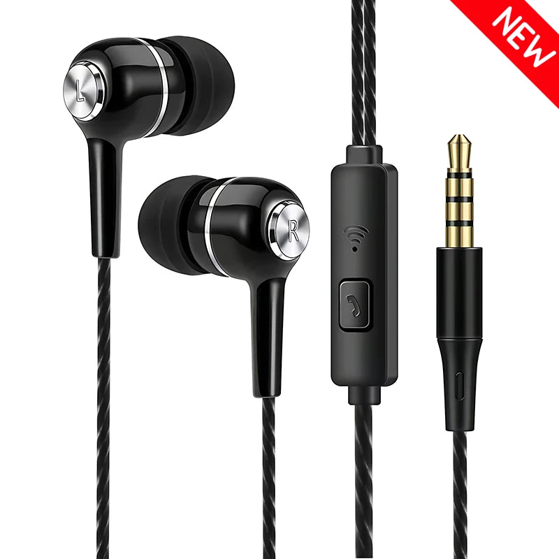 3.5mm Wired Headphones In Ear Headset Wired Earphones with Microphone Bass HiFi Stereo Earbuds Sports Music Gaming For Phones PC