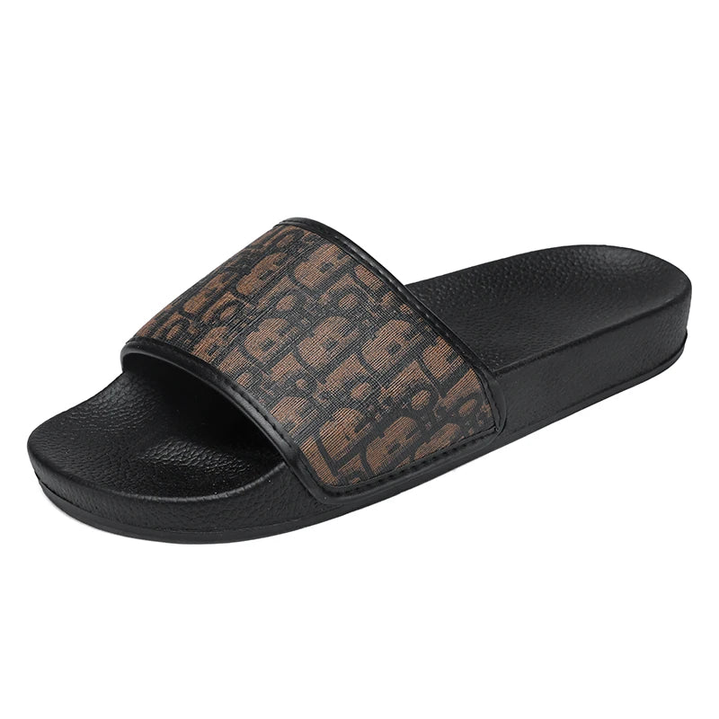 Men's Home Slippers Lightweight Summer New Style Flat and Worn Casual Retro Patterned Anti-slip Quick-drying Sandals