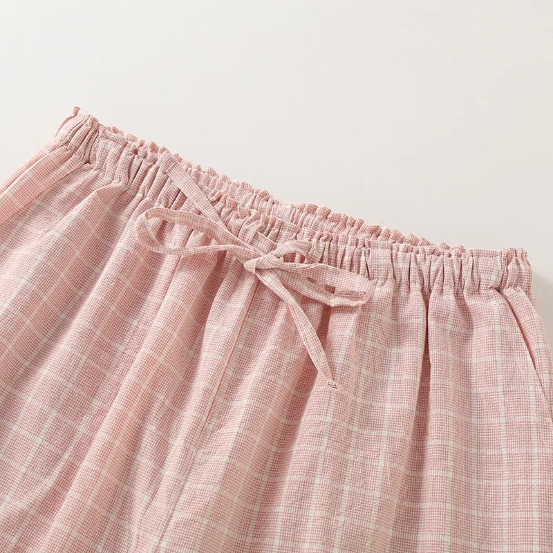Pajama Pants Women Plaid Cotton Home Trousers Loose Breathable and Soft Straight Leg Trousers Fashionable Sleeping Pants