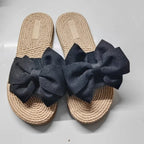 Women Slippers Fashion Trend Bow Anti Slip Sandals Wear-resistant Comfortable Soft Sole Flat Heel Slippers Home Slides Women