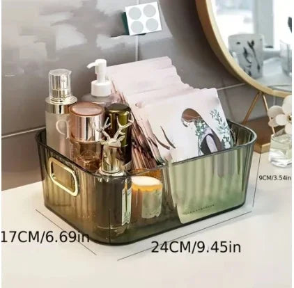 2 Pcs Cosmetics Box Desktop Storage Drawer Stackable Storage Box with Handle Makeup Organizers Basket Poatable Sundries  Rack