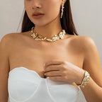 3Pcs Exaggerate Heavy Metal Liquid Irregular Necklace Vintage Statement Pleated Choker Women's Steampunk Jewelry Sets