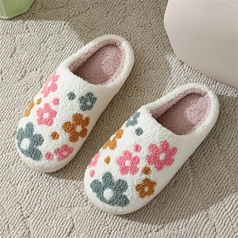 [Women's Flower Slippers] Women's Flower Slippers Winter Home Warm Slippers Home Couple Slippers