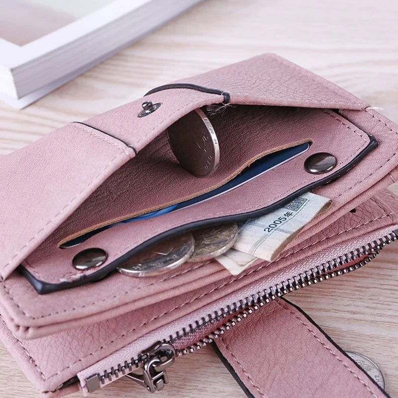 Women's Wallets Luxury Designer Card Holder Purses for Women Short Money Bags with Zip Coin Pocket Ladies Gift