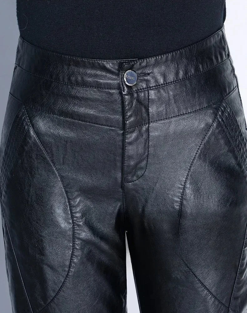 Pants for Women High Waist PU Leather Harem Woman Trousers Aesthetic One Size Classic Autumn Trends 2025 90s Outfits Clothing G