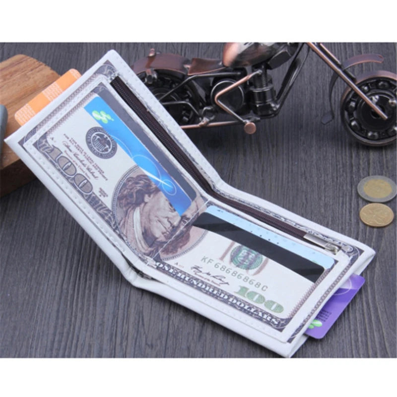 Men Money Canvas Wallets Credit ID Card Holder Bags Purses Currency Notes Pattern Insert Picture Cash Coin Dollars Euro Wallet