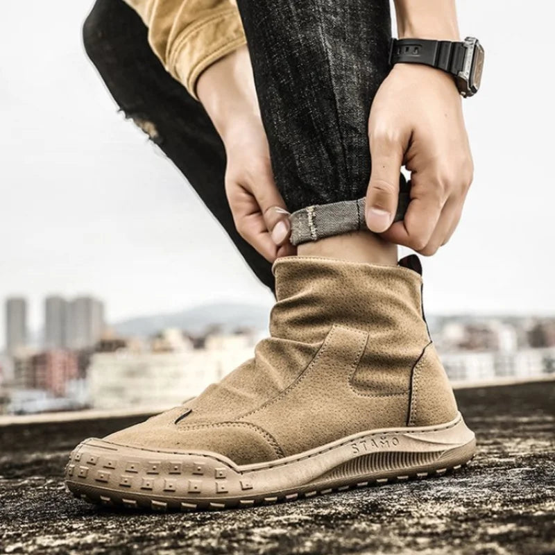 New Male Shoes Spring Autumn Men's Boots High Cut Footwear Quality Offers Cheap Original Deals Y2k Size 45 Designer Classic Sale