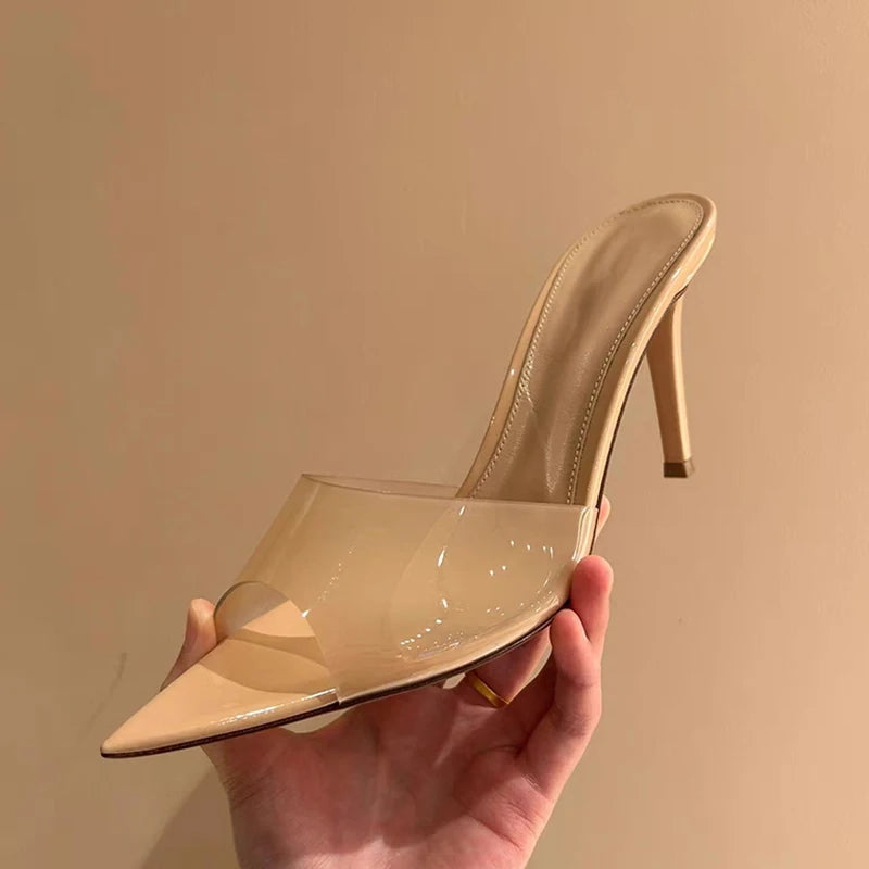 Sexy High Heels Women Slippers Designer Heeled Sandals Woman Shoes Summer 2025 Brand Home Slides Elegant Flip Flops Sandalias