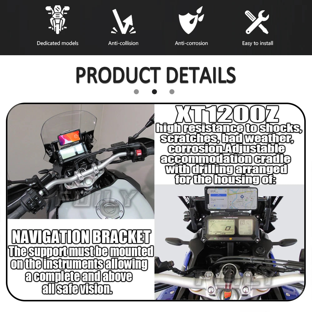 For YAMAHA XT 1200 Z Super Tenere 2017-2020 XT1200Z Motorcycle Accessories Mobile Phone USB Navigation Bracket GPS Smart Phone