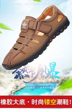 Men Sandals Leather 2024 Summer Breathable Casual Shoes for Man Slip on Clogs Outdoor Walking Shoes Non Slip Hand Made Sandalias