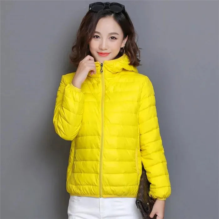 Glossy Winter Down Cotton Jacket 2024 Women Cotton-Padded Coat New Casual Ultra Light Hooded Parkas Short Warm Coat Female