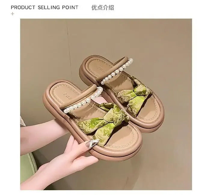 Designer Shoes Woman 2025 Slippers Casual Pantofle Low Platform Female Beach Luxury Summer New Sabot Slides Fabric Scandals Rome