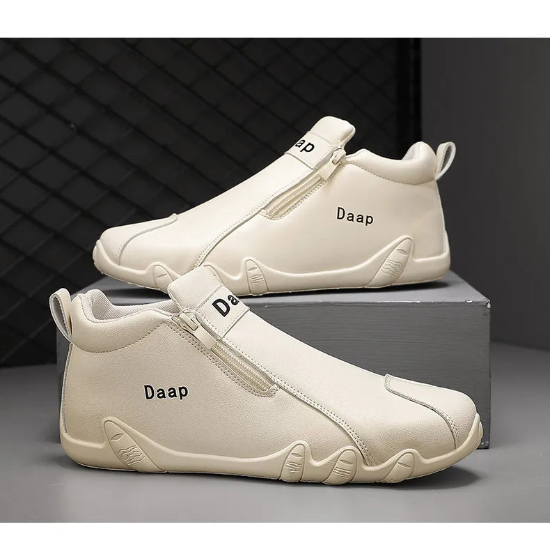 2024 New Casual Shoes for Men Luxury Round Toe Men Ankle Boots Light Slip on Walking Shoes Outdoor Comfor Men High Top Sneakers