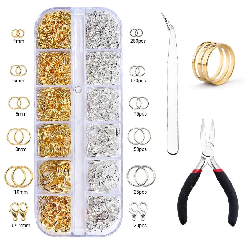 Alloy Accessories Jewelry Findings Set Copper Wire Open Jump Rings Jewelry Making ToolsEarring Hook Jewelry Making Supplies Kit
