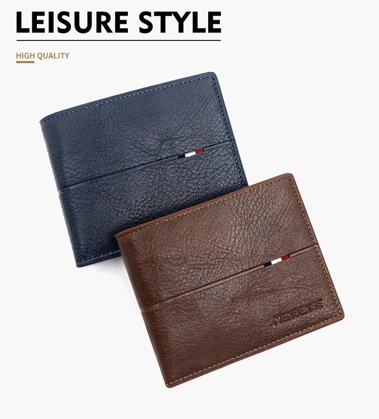 Slim Men Wallets New Short Zipper Card Holder Photo Holder Male Purse Simple Coin Pocket High Quality PU Leather Men's Wallet