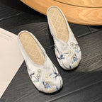 Woman Slippers Spring Autumn Soft Sole Baotou Flats Embroider Home Slippers Casual Shoes for Women Ethnic Style Outdoor Slippers