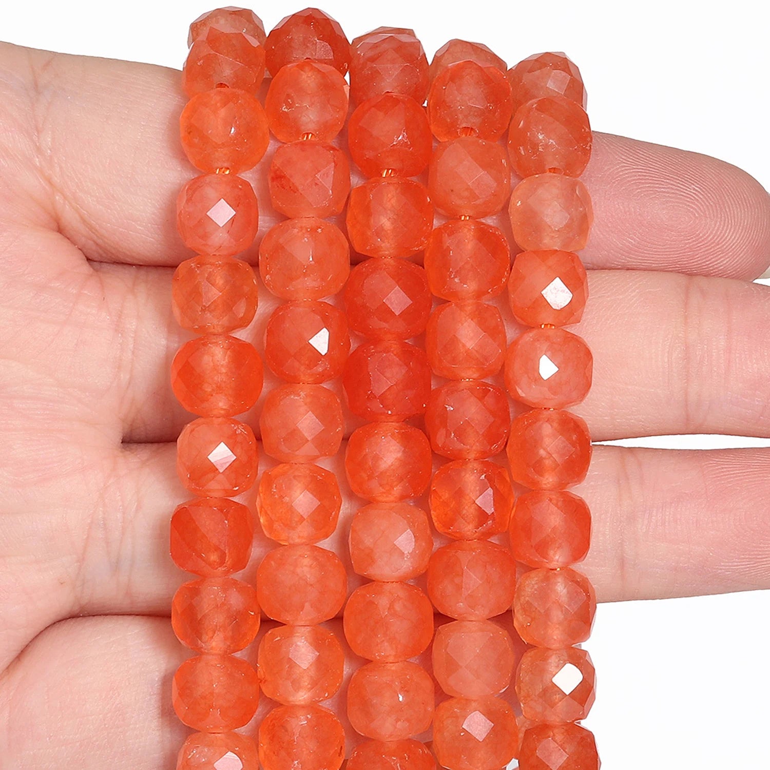 7-8mm Faceted Cube Beads Tourmaline Picture Jasper Agate Turquoise Amethyst Stone Beads for Jewelry Making Diy Accessories